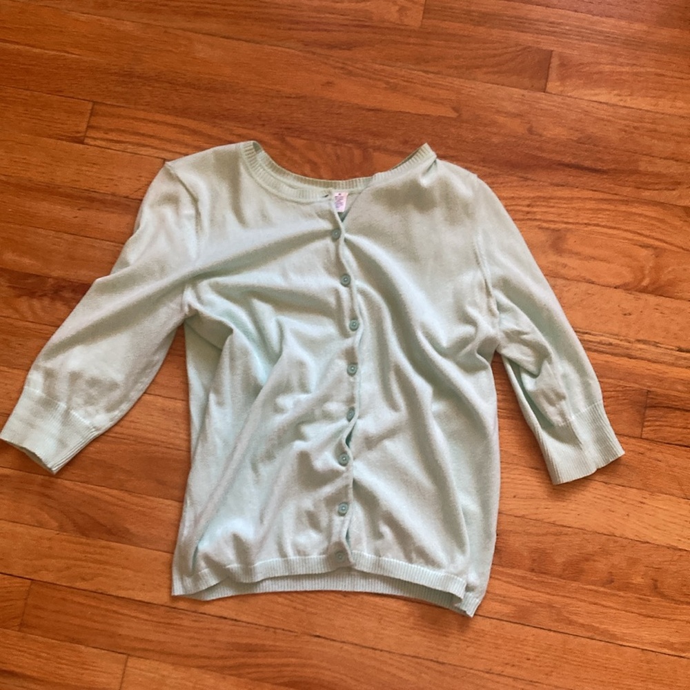 Light Green Half Sleeve Cardigan Sweater